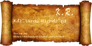 Kálazdy Richárd névjegykártya